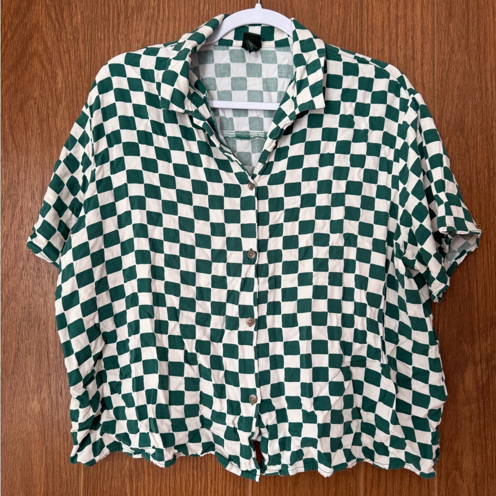 Wild Fable Green and Cream Checkered Shirt